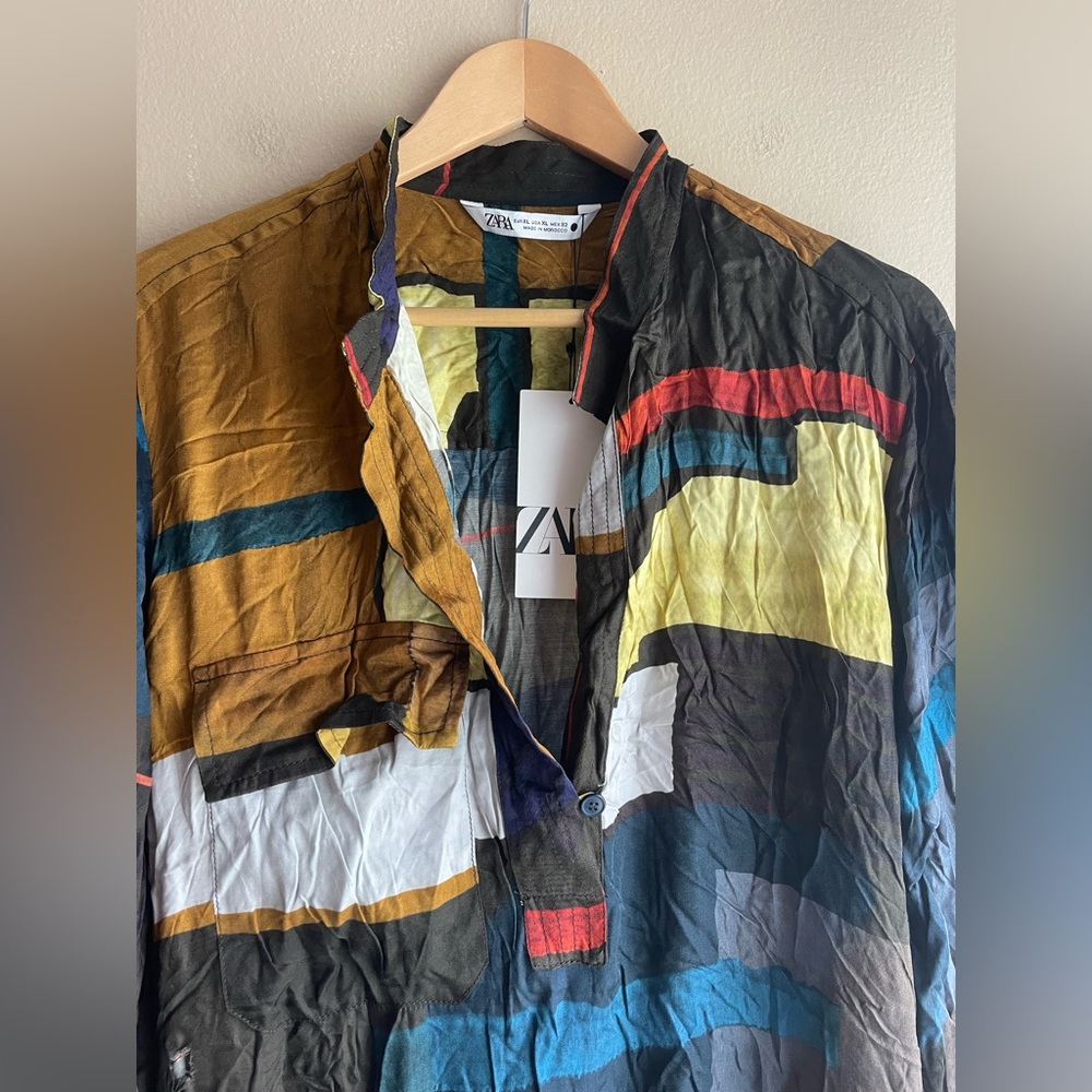 New ZARA Women Multi Colored Maxi Boho Dress Size XL - Picture 2 of 14